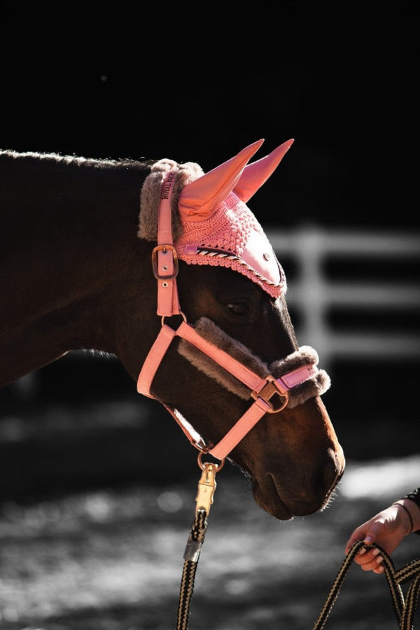 Royal Equestrian Fur Halter Croco Chocolate Full - Royal Equestrian