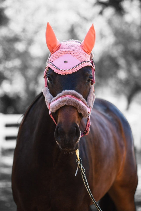 Royal Equestrian Fur Halter Croco Chocolate Full - Royal Equestrian