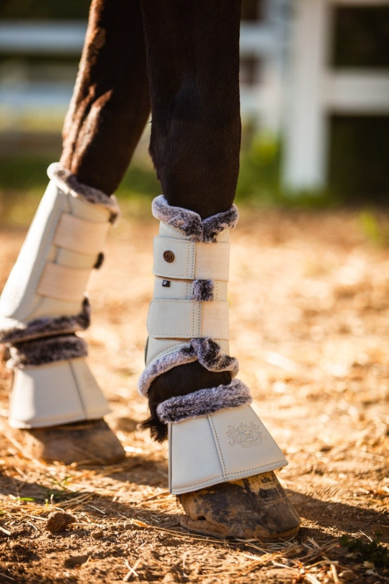 Royal Equestrian Premium Bell Boots Croco Chocolate horse tack