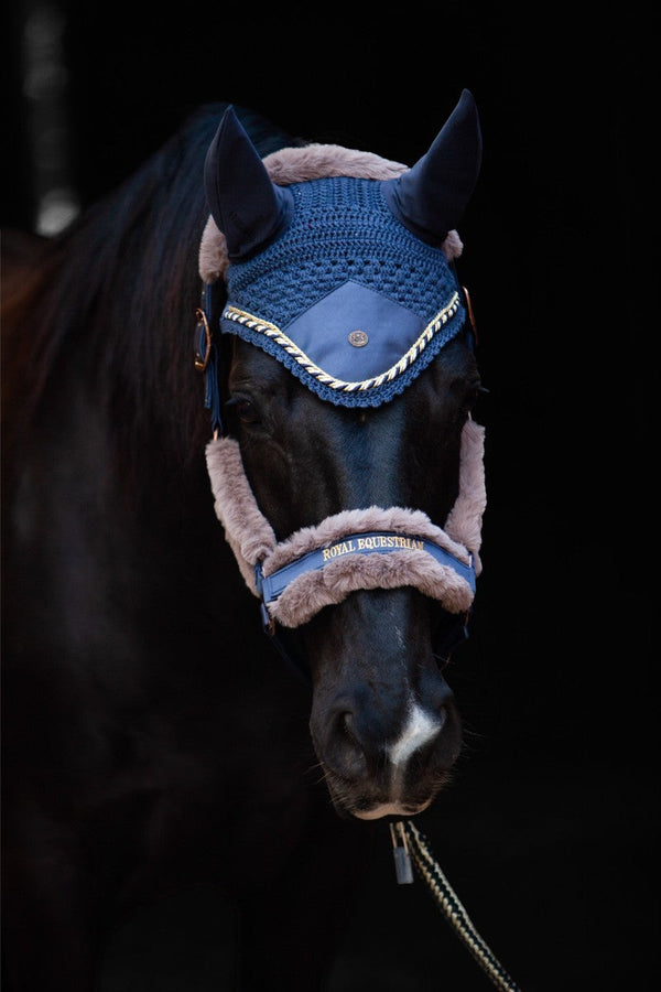 Royal Equestrian Premium Ear Bonnet Navy Blue Full - Royal Equestrian