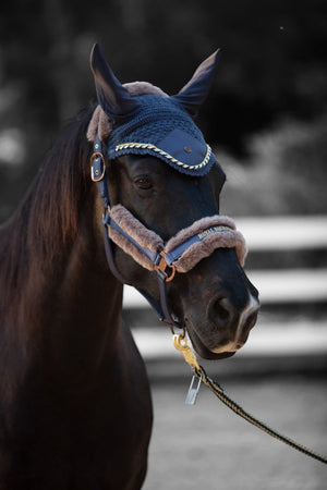 Royal Equestrian Fur Halter Navy Full - Royal Equestrian
