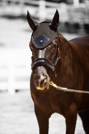 Royal Equestrian Fur Halter Croco Black Full - Royal Equestrian