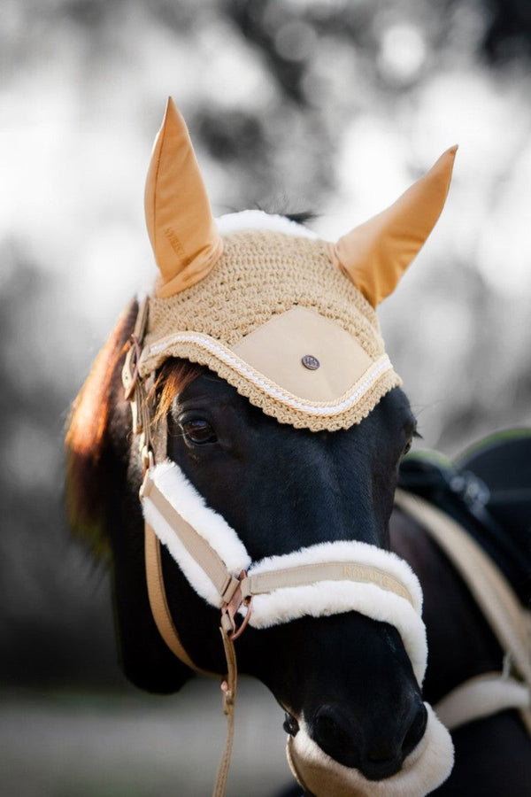 Royal Equestrian Premium Ear Bonnet Rhinestone Champagne Full - Royal Equestrian