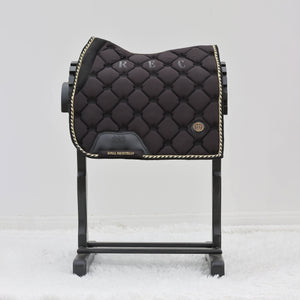 Royal Equestrian Dressage Saddle Pad Black Gold Full - Royal Equestrian