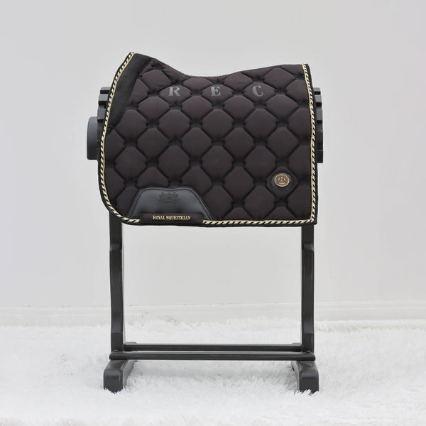 Royal Equestrian Dressage Saddle Pad Black Gold Full - Royal Equestrian
