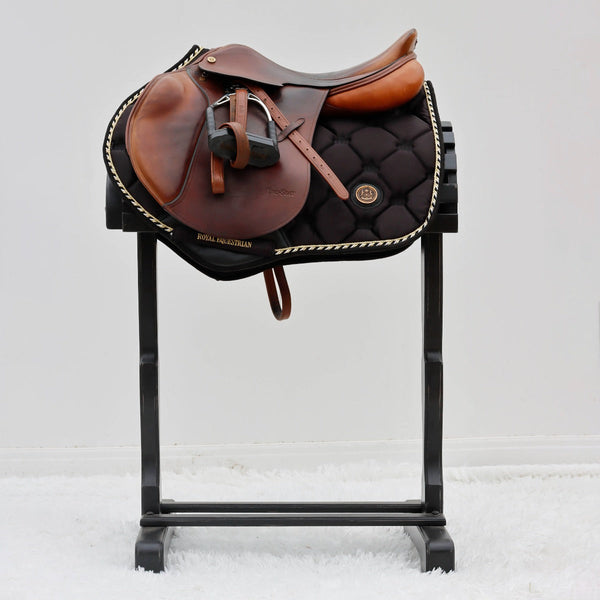 Royal Equestrian Jump Saddle Pad Black Gold Full - Royal Equestrian