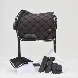 Royal Equestrian Dressage Saddle Pad Black Silver Full - Royal Equestrian