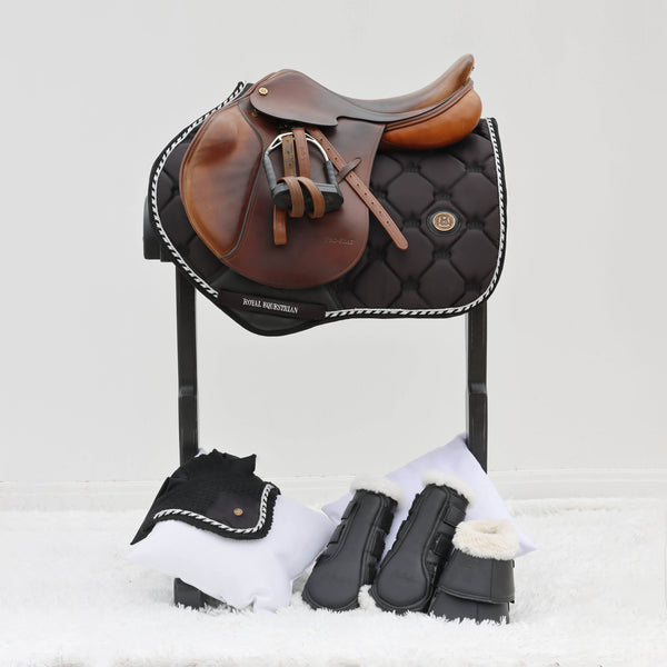 Royal Equestrian Jump Saddle Pad Black Silver Full - Royal Equestrian