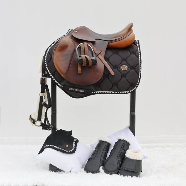 Royal Equestrian Jump Saddle Pad Black Silver Full - Royal Equestrian