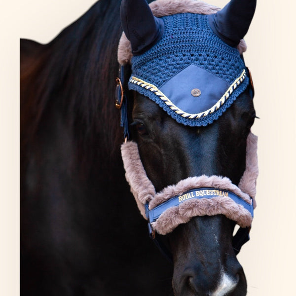 Royal Equestrian Fur Halter Navy Full - Royal Equestrian