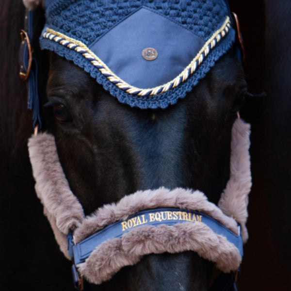Royal Equestrian Fur Halter Navy Full - Royal Equestrian