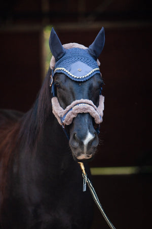 Royal Equestrian Fur Halter Navy Full - Royal Equestrian