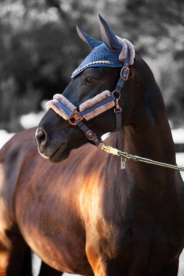 Royal Equestrian Fur Halter Navy Full - Royal Equestrian
