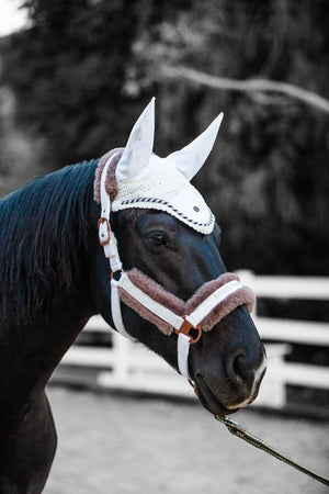 Royal Equestrian Premium Ear Bonnet White Silver Full - Royal Equestrian