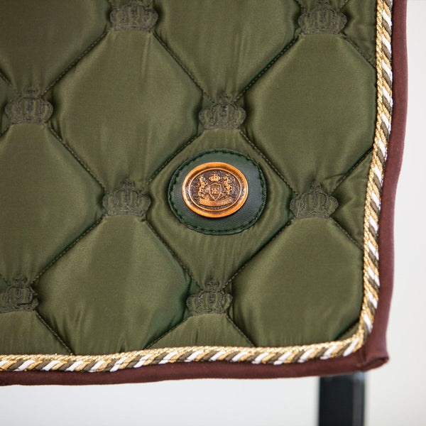 Royal Equestrian Dressage Saddle Pad Olive Gold Full - Royal Equestrian
