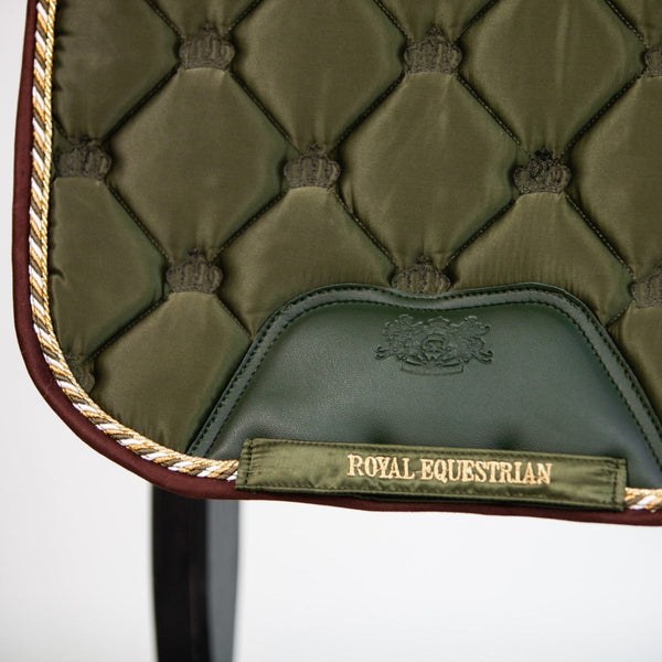 Royal Equestrian Dressage Saddle Pad Olive Gold Full - Royal Equestrian