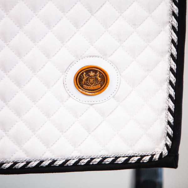 Royal Equestrian Dressage Saddle Pad White Silver Pro Full - Royal Equestrian