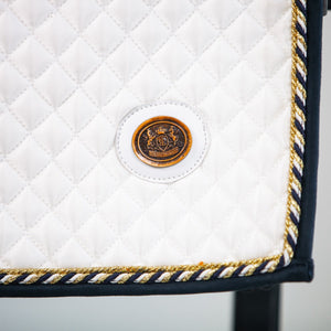 Royal Equestrian Dressage Saddle Pad White Gold Pro Full - Royal Equestrian
