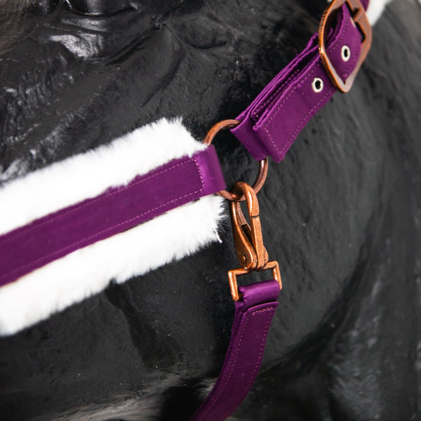 Royal Equestrian Fur Halter Purple White Full - Royal Equestrian