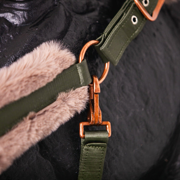 Royal Equestrian Fur Halter Olive Full - Royal Equestrian