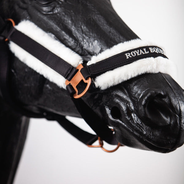 Royal Equestrian Fur Halter Black Silver Full - Royal Equestrian