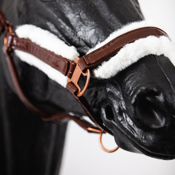 Royal Equestrian Fur Halter Croco Chocolate Full