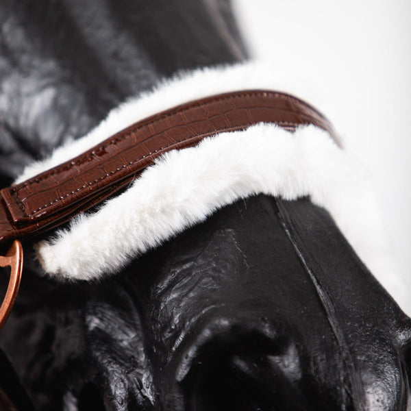 Royal Equestrian Fur Halter Croco Chocolate Full - Royal Equestrian