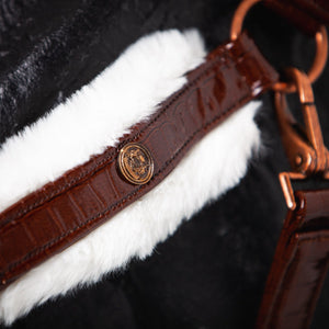 Royal Equestrian Fur Halter Croco Chocolate Full - Royal Equestrian