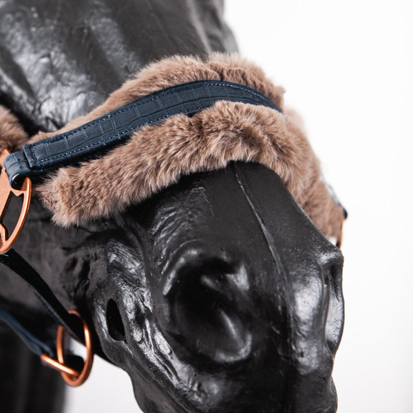 Royal Equestrian Fur Halter Croco Navy Full - Royal Equestrian