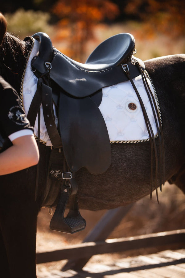 Royal Equestrian Jump Show Saddle Pad White Gold - Royal Equestrian