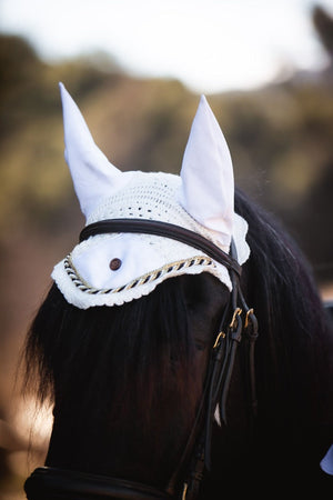 Royal Equestrian Premium Ear Bonnet White Gold Full - Royal Equestrian
