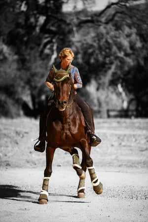 Royal Equestrian Premium Ear Bonnet Olive Blue Full - Royal Equestrian