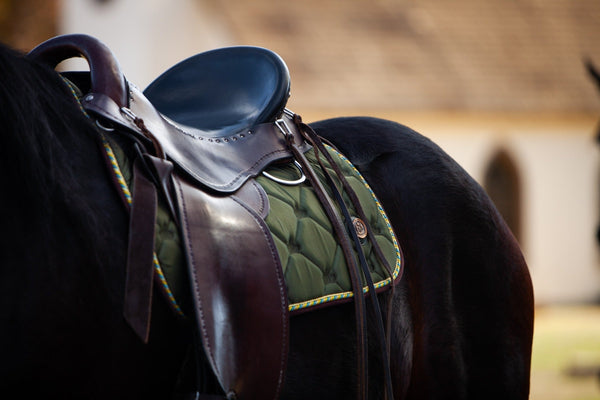 Royal Equestrian Dressage Saddle Pad Olive Gold Full - Royal Equestrian