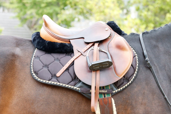Royal Equestrian Jump Saddle Pad Black Gold Full - Royal Equestrian