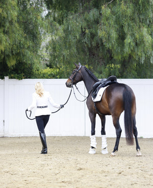 Royal Equestrian Dressage Saddle Pad White Gold Full - Royal Equestrian