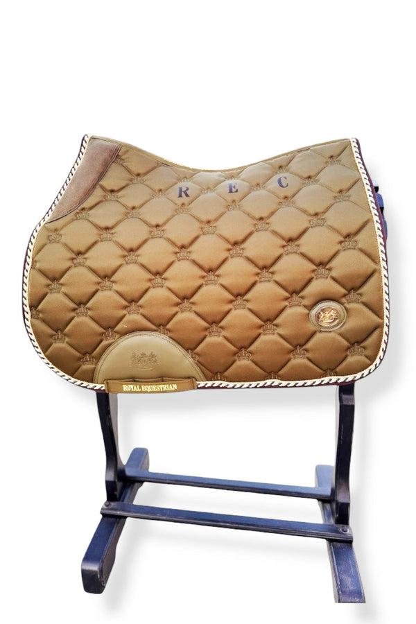 Royal Equestrian Jump Saddle Pad Olive Gold Full - Royal Equestrian