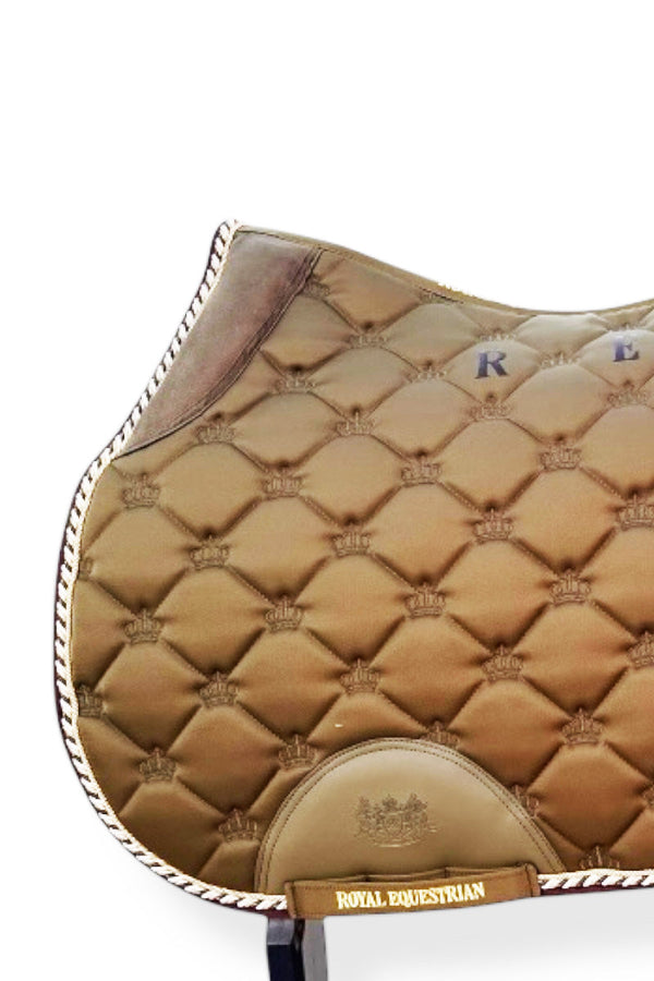Royal Equestrian Jump Saddle Pad Olive Gold Full - Royal Equestrian