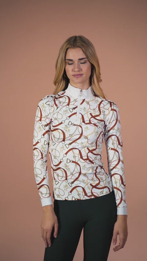 Royal Equestrian Base Layer Cavallo Le Pouvoir Sport Uv Protection Riding Top White