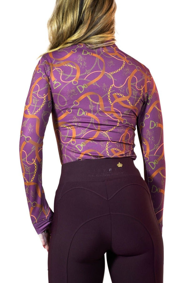 Royal Equestrian Base Layer Cavallo Le Pouvoir Sport Uv Protection Riding Top Merlot Gold - Royal Equestrian