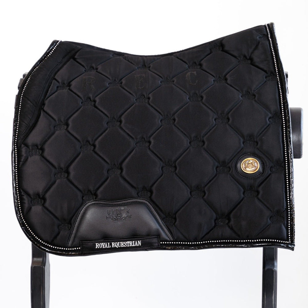Royal Equestrian Cuscinetto per sella da dressage nero con cristalli completo - Royal Equestrian