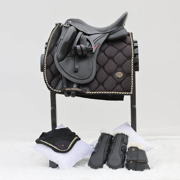 Royal Equestrian Tapis de selle de dressage noir et or complet - Royal Equestrian