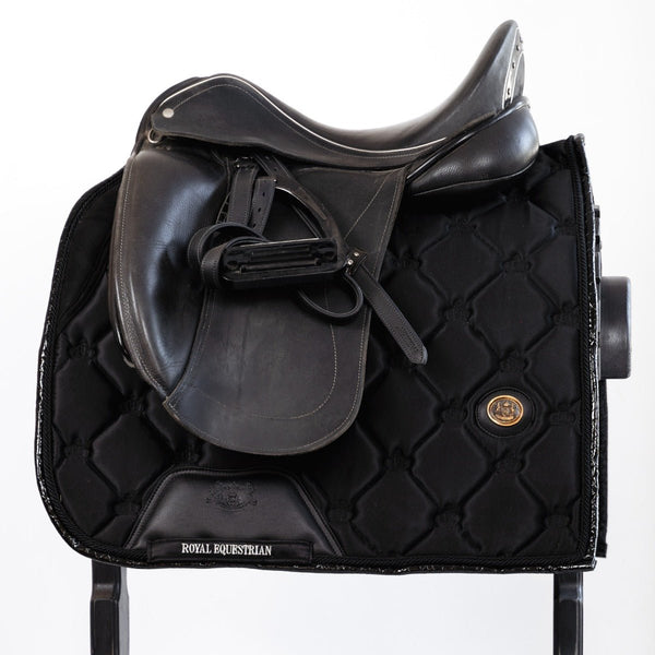 Royal Equestrian Pad per sella da dressage in pelle nera completa - Royal Equestrian