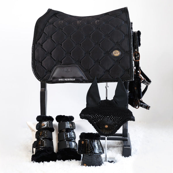 Royal Equestrian Pad per sella da dressage in pelle nera completa - Royal Equestrian