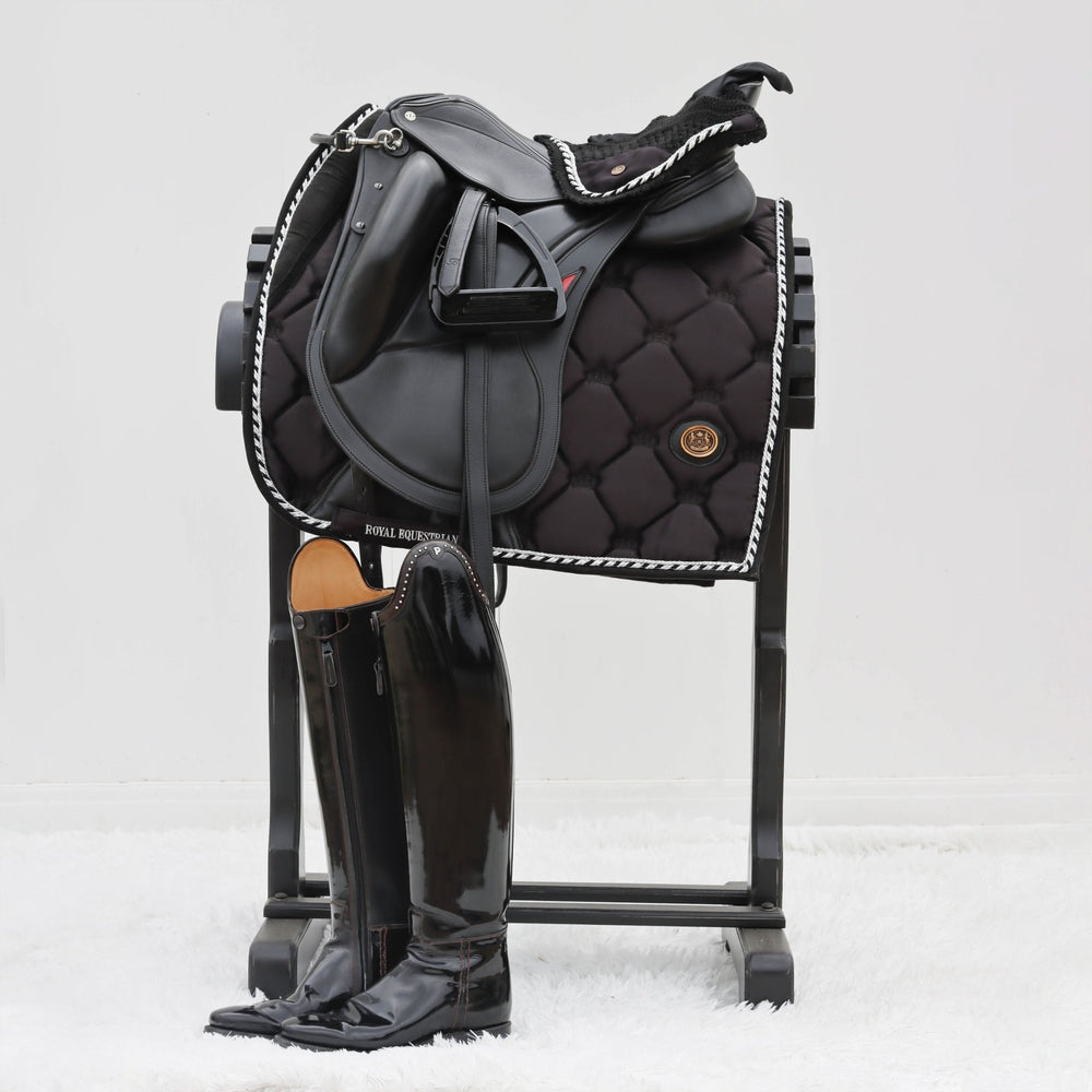 Royal Equestrian Dressurschabracke Schwarz Silber Voll - Royal Equestrian