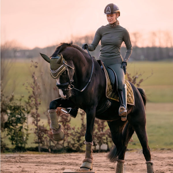 Tapis de selle de dressage Royal Equestrian Olive Gold Full - Royal Equestrian