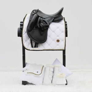 Royal Equestrian Cuscinetto per sella da dressage oro bianco completo - Royal Equestrian