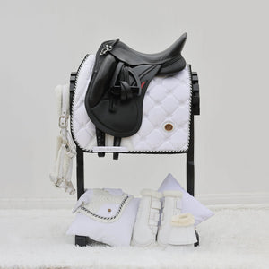 Royal Equestrian Cuscinetto per sella da dressage bianco argento completo - Royal Equestrian