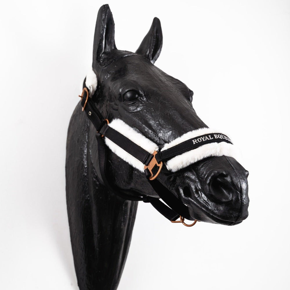 Royal Equestrian Fur Halter Black Silver Full - Royal Equestrian