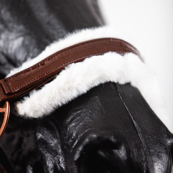 Royal Equestrian Fur Halter Croco Chocolate Full - Royal Equestrian