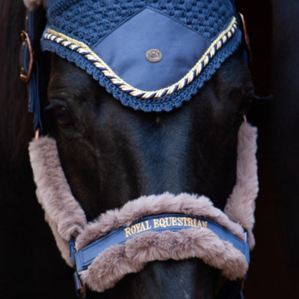 Royal Equestrian Fur Halter Navy Full - Royal Equestrian